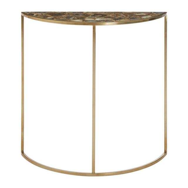 Fifty Five South Vita Half Moon Console Table with Black Agate Top - image 1