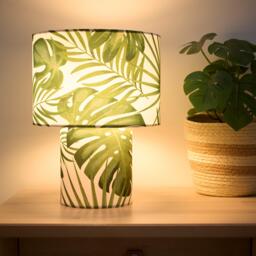 K Living Kobe Green Leaves Printed Velvet Table Lamp - thumbnail 2
