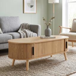 Urban Meuble Lift Up Oval Coffee Table With Hidden Storage - thumbnail 4