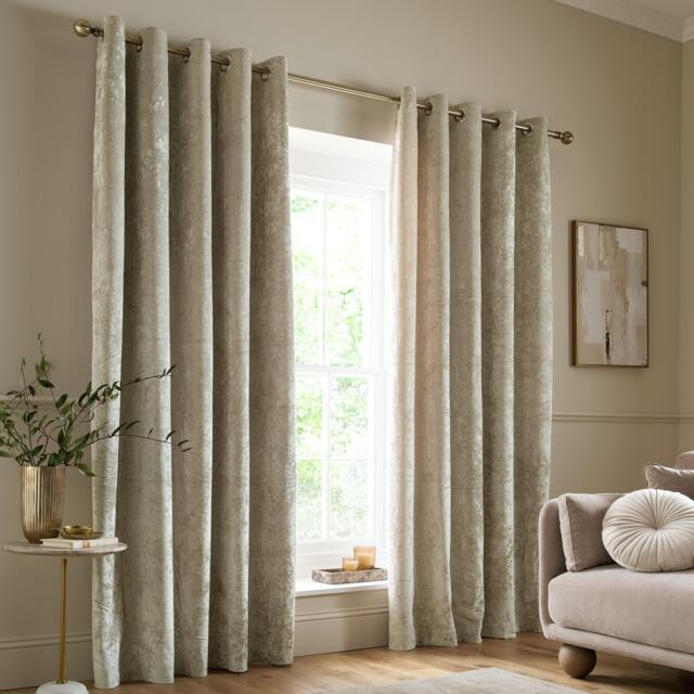 Catherine Lansfield Crushed Velvet Lined Eyelet Curtains - image 1