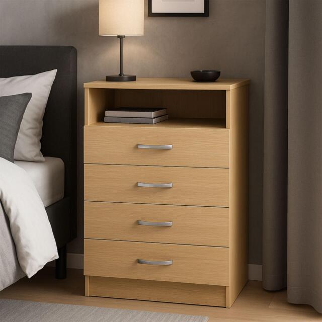 FurnitureR 4-Drawer Chest with Open Shelf - image 1