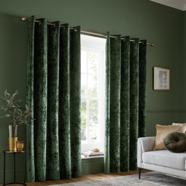 Catherine Lansfield Crushed Velvet Lined Eyelet Curtains - image 1