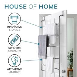 House of Home 5 Tier Over Door Clothes Airer Towel Rail Rack - thumbnail 5