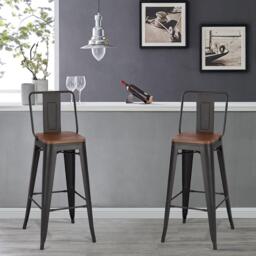 Kabinet UK Set of 2 Metal Frame Industrial Style Bar Stool