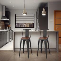 Kabinet UK Set of 2 Metal Frame Industrial Style Bar Stool - thumbnail 2