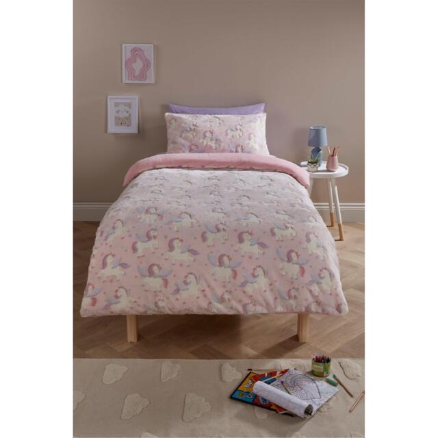 Homelife Glow In The Dark Unicorn Teddy Fleece Duvet Set - image 1