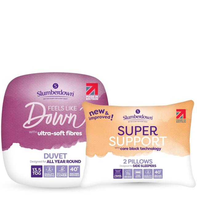 Slumberdown Feels Like Down Duvet 2 Super Support Pillows