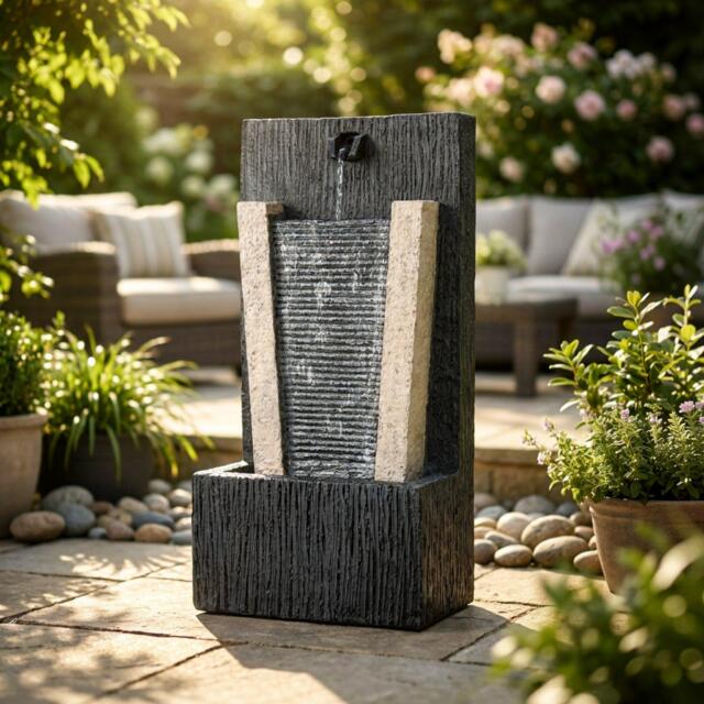 Streetwize Solar Water Feature - Stone Column Water Fountain - image 1