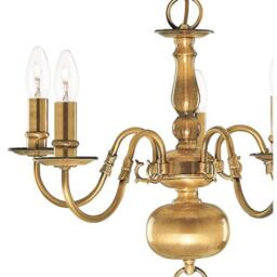 Lighting Collection Versaille 5Lt Pendant - Solid Brass Metal - thumbnail 3