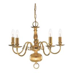 Lighting Collection Versaille 5Lt Pendant - Solid Brass Metal - thumbnail 2