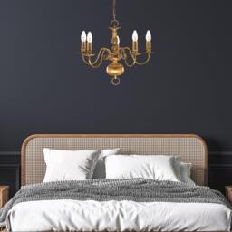 Lighting Collection Versaille 5Lt Pendant - Solid Brass Metal
