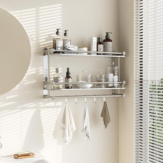 LIFE IDEAS 2-Tier Bathroom Shelf with Towel Bars - image 1
