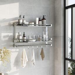 LIFE IDEAS 2-Tier Bathroom Shelf with Towel Bars - thumbnail 9