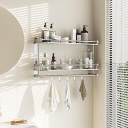 LIFE IDEAS 2-Tier Bathroom Shelf with Towel Bars - thumbnail 1