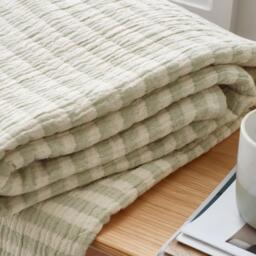 Bianca Cotton Muslin Stripe Blanket Throw - thumbnail 2