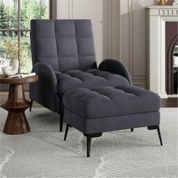 Kabinet UK Armchair and Ottoman Set with Footstool Grey - thumbnail 1