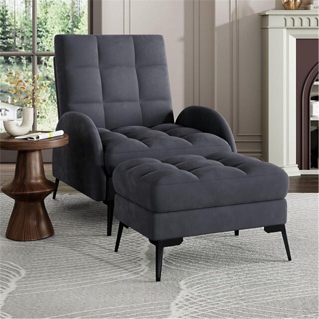Kabinet UK Armchair and Ottoman Set with Footstool Grey - image 1