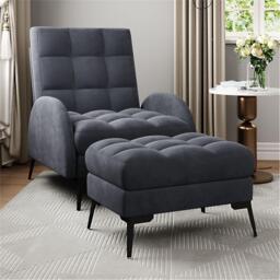 Kabinet UK Armchair and Ottoman Set with Footstool Grey - thumbnail 2