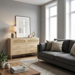 Urban Meuble Beige Modern Console Table with Storage - thumbnail 2