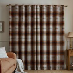 Catherine Lansfield Brushed Woven Glencoe Check Eyelet Curtains - thumbnail 2