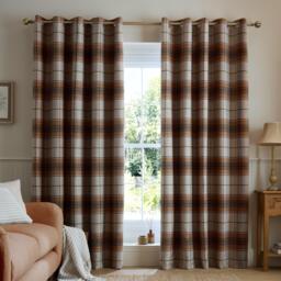 Catherine Lansfield Brushed Woven Glencoe Check Eyelet Curtains - thumbnail 1
