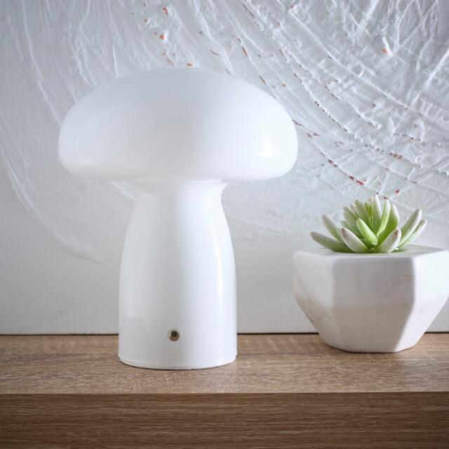K Living Cory White Glass Mushroom Shape Recharge LED Lamp - image 1