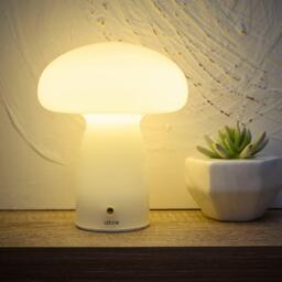 K Living Cory White Glass Mushroom Shape Recharge LED Lamp - thumbnail 2