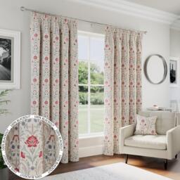 Enhanced Living Cotswold Red Floral Blackout Tape Top Curtains - thumbnail 1