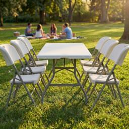 Lassic Outdoor Folding Table 5ft & 6 Folding Chairs - thumbnail 6