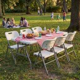 Lassic Outdoor Folding Table 5ft & 6 Folding Chairs - thumbnail 4
