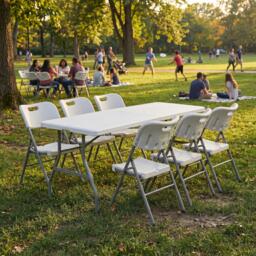 Lassic Outdoor Folding Table 5ft & 6 Folding Chairs