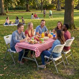 Lassic Outdoor Folding Table 5ft & 6 Folding Chairs - thumbnail 5