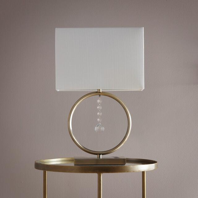 K Living Lizzy Antique Brass Table Lamp with Cream Shade - image 1