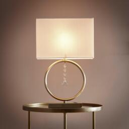 K Living Lizzy Antique Brass Table Lamp with Cream Shade - thumbnail 3