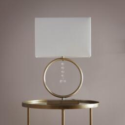 K Living Lizzy Antique Brass Table Lamp with Cream Shade