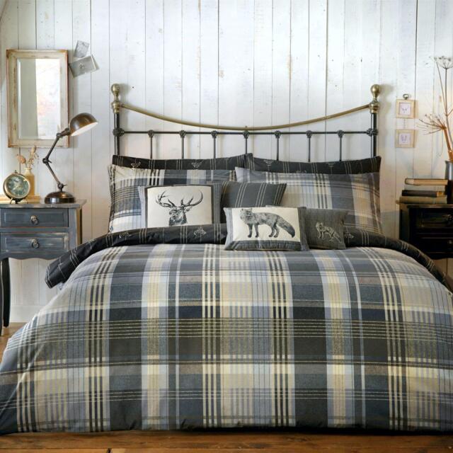 Dreams and Drapes Connolly Check Brushed Cotton Duvet Cover Ochre - image 1