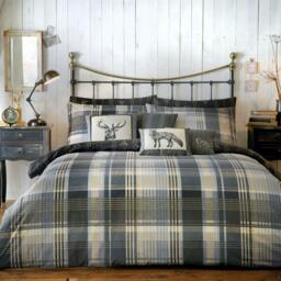 Dreams and Drapes Connolly Check Brushed Cotton Duvet Cover Ochre - thumbnail 1