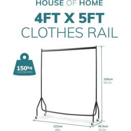 House of Home Superior 4FT Long x 5FT Clothes Rail In Black - thumbnail 6