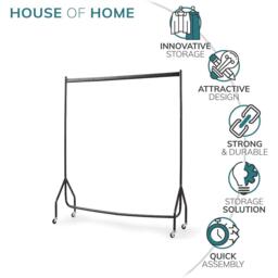 House of Home Superior 4FT Long x 5FT Clothes Rail In Black - thumbnail 4
