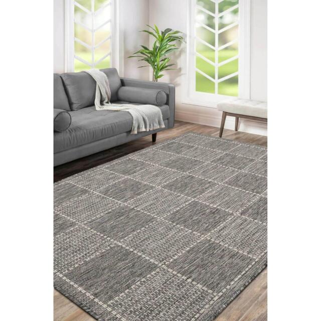Homemaker Check Gel Flatweave Rug Steel Grey - image 1