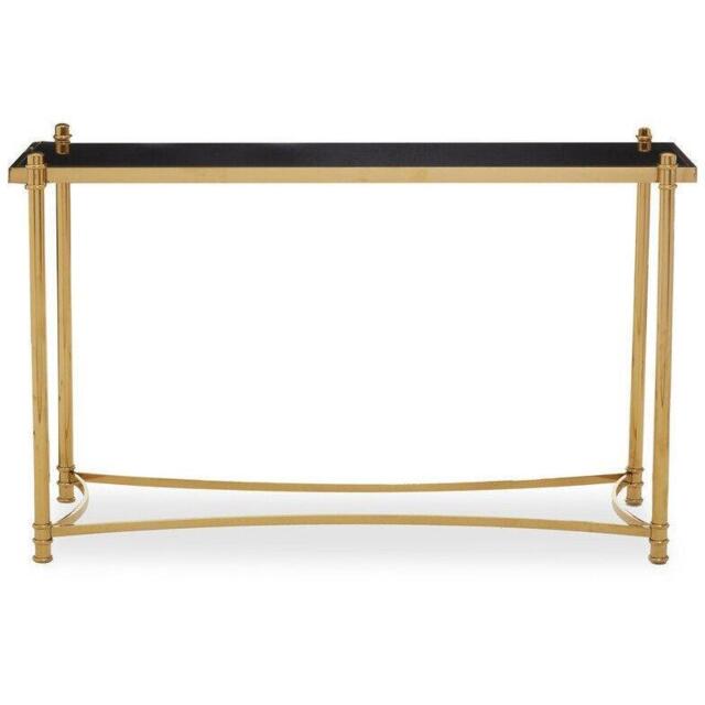 Interiors by Premier Ackley Gold Console Table with Black Glass - image 1