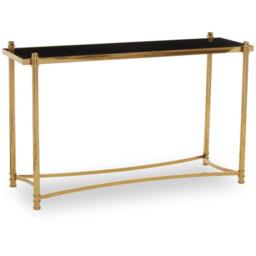 Interiors by Premier Ackley Gold Console Table with Black Glass - thumbnail 3