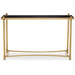Interiors by Premier Ackley Gold Console Table with Black Glass