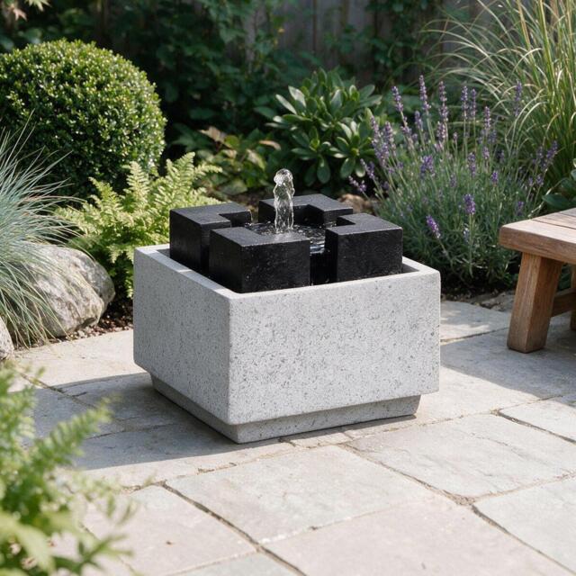 Streetwize Granite Oasis Solar Fountain - Contemporary Cube - image 1