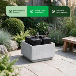 Streetwize Granite Oasis Solar Fountain - Contemporary Cube - thumbnail 4
