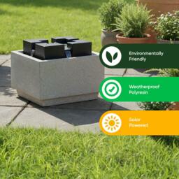 Streetwize Granite Oasis Solar Fountain - Contemporary Cube - thumbnail 5