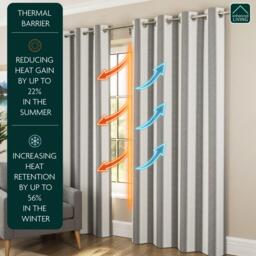 Enhanced Living Henley Woven Striped Blackout Eyelet Curtains - thumbnail 2