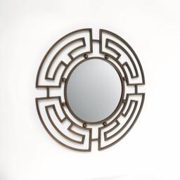 Interiors by Premier Jalal Bronze Metal Frame Round Wall Mirror