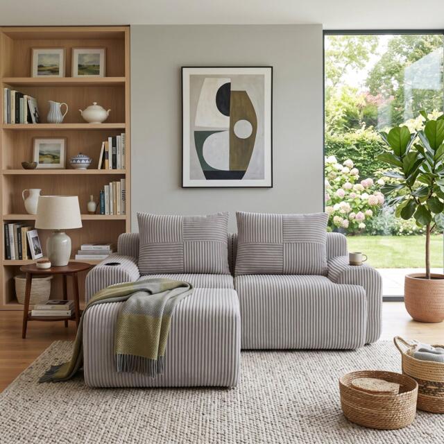 Urban Meuble Modular Corduroy Sofa with Ottomans - image 1