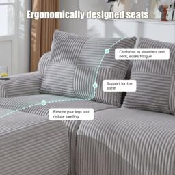 Urban Meuble Modular Corduroy Sofa with Ottomans - thumbnail 8